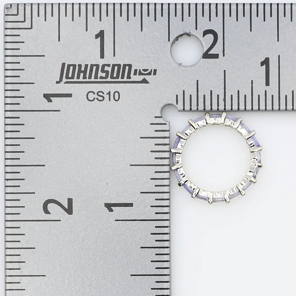 14K White Gold Pave Purple Tanzanite Full Eternity‎ Ring Bridgerton Style Size 5